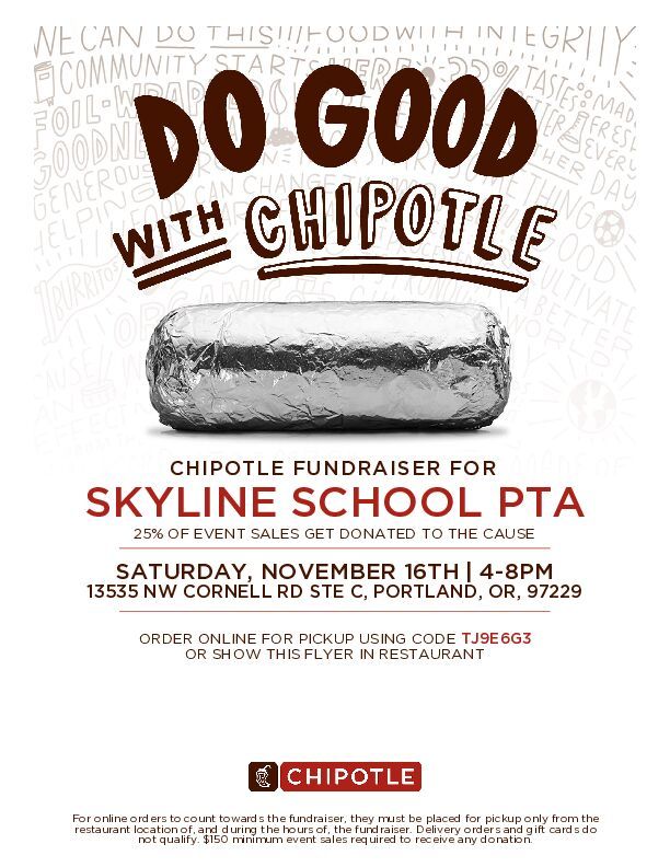 Chipotle Fundraiser for Skyline School PTA