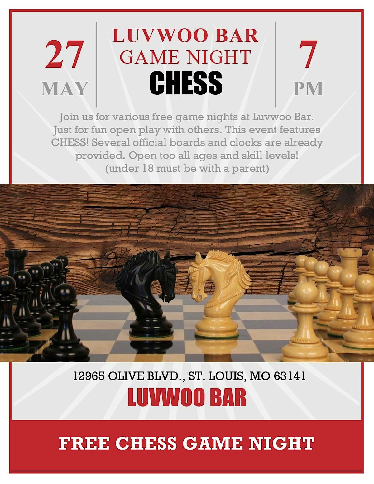 Chess Night at Luvwoo Bar (FREE)