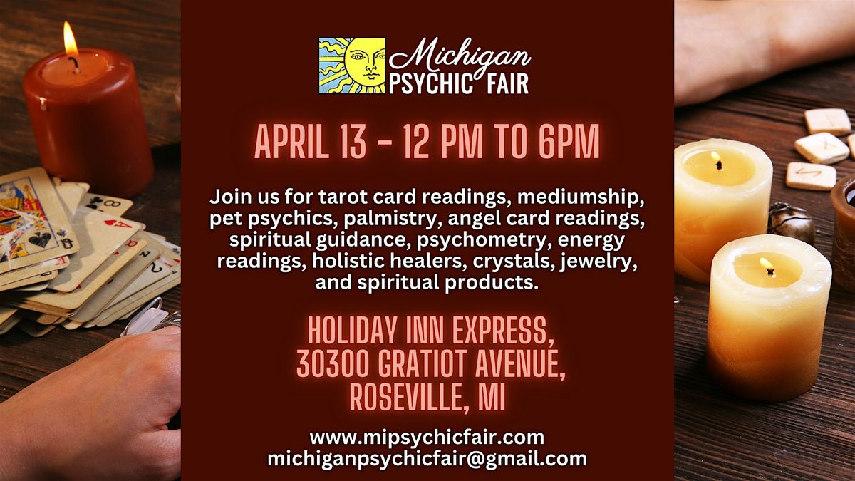 Michigan Psychic Fair April 13 2025, Roseville, MI