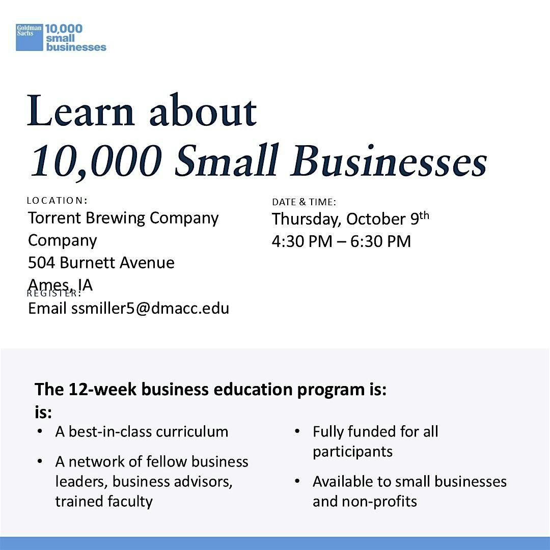 Goldman Sachs 10,000 Small Businesses Iowa Outreach Event