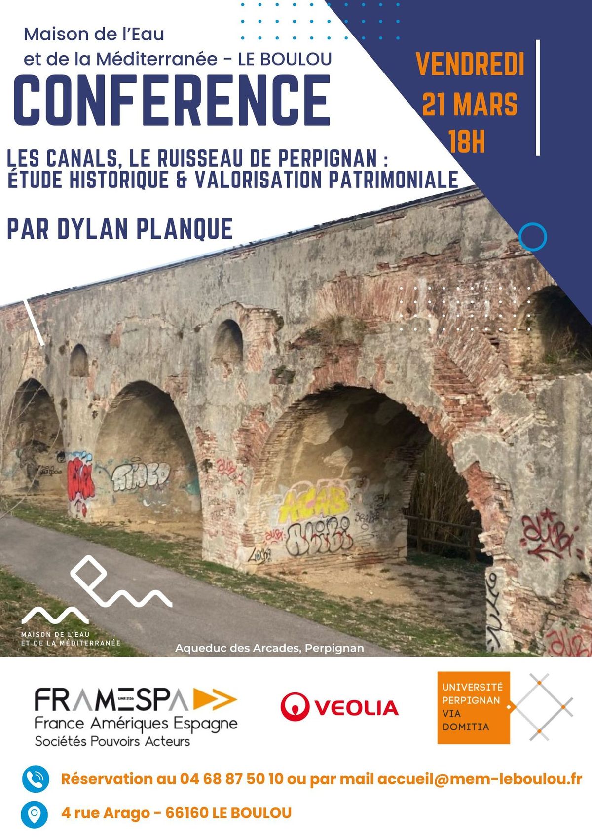 Conf\u00e9rence " les Canals, le ruisseau de Perpignan " Par Planque Dylan