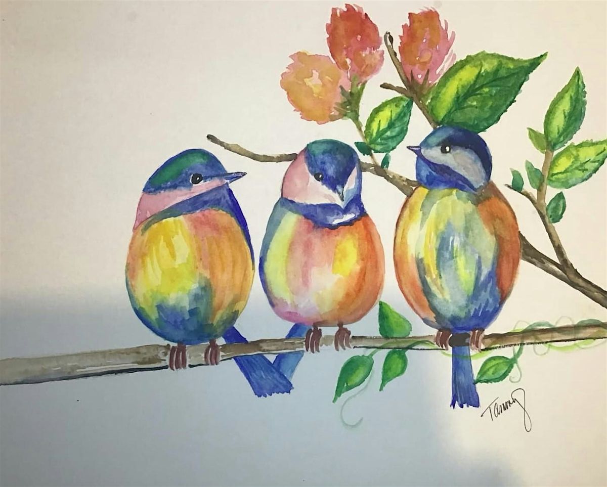 Watercolor Birds on a Branch Painting Class