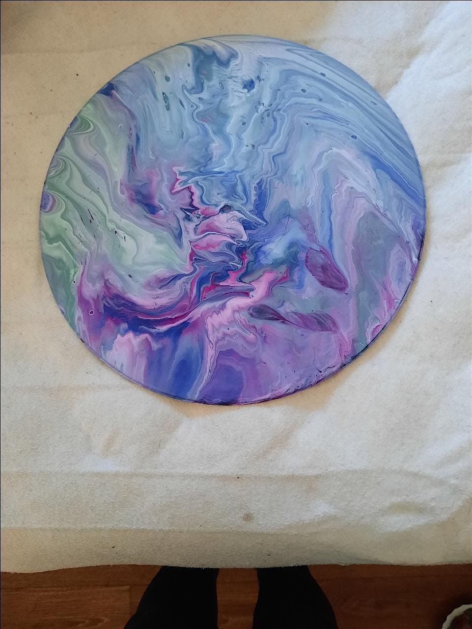 Acrylic Pour Painting on a Record