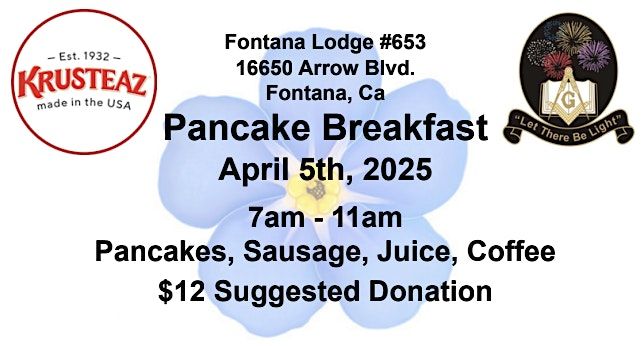 Pancake Breakfast at Fontana Masonic Lodge #653, F. & A. M.