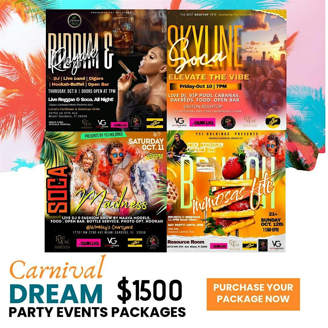 Miami Carnival VIP 4  All Inclusive Party Pack