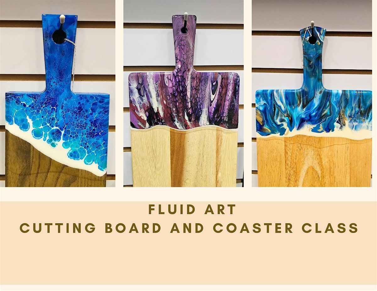 Fluid Art Class - Cutting Board and Coaster Set