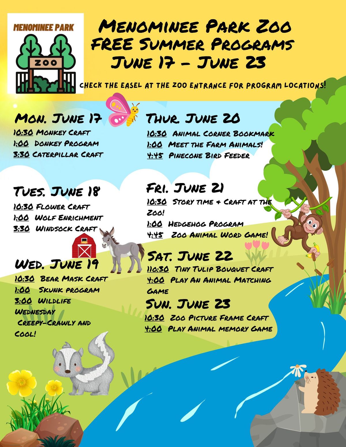 Menominee Park Zoo Free Summer Educational Programs 