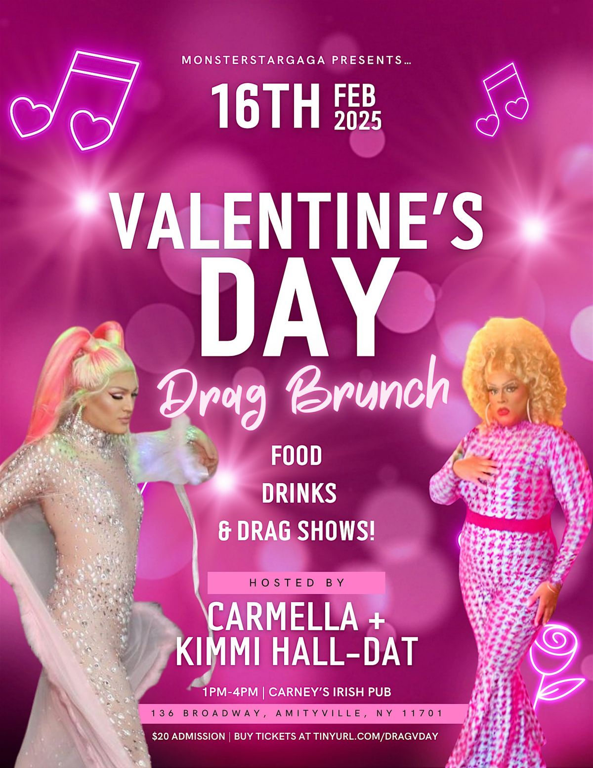 VALENTINE'S DAY DRAG BRUNCH - SUN FEB 16TH - CARNEY'S IRISH PUB  AMITYVILLE