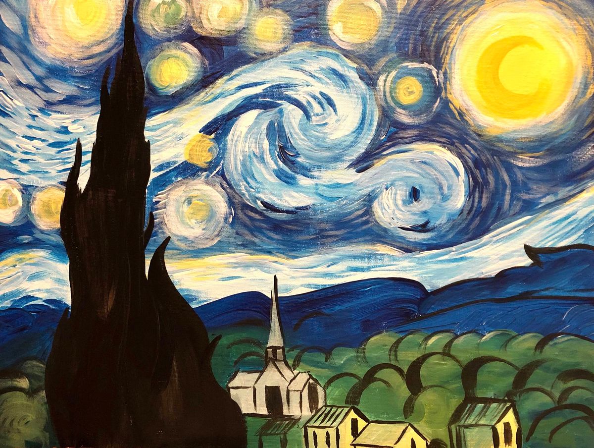 Paint and Wine Afternoon in Wellington - A Starry Night