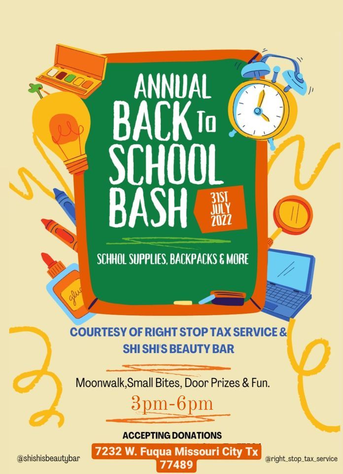 BACK TO SCHOOL SUPPLY GIVEAWAY, Right Stop Tax Services, Bellaire, 31