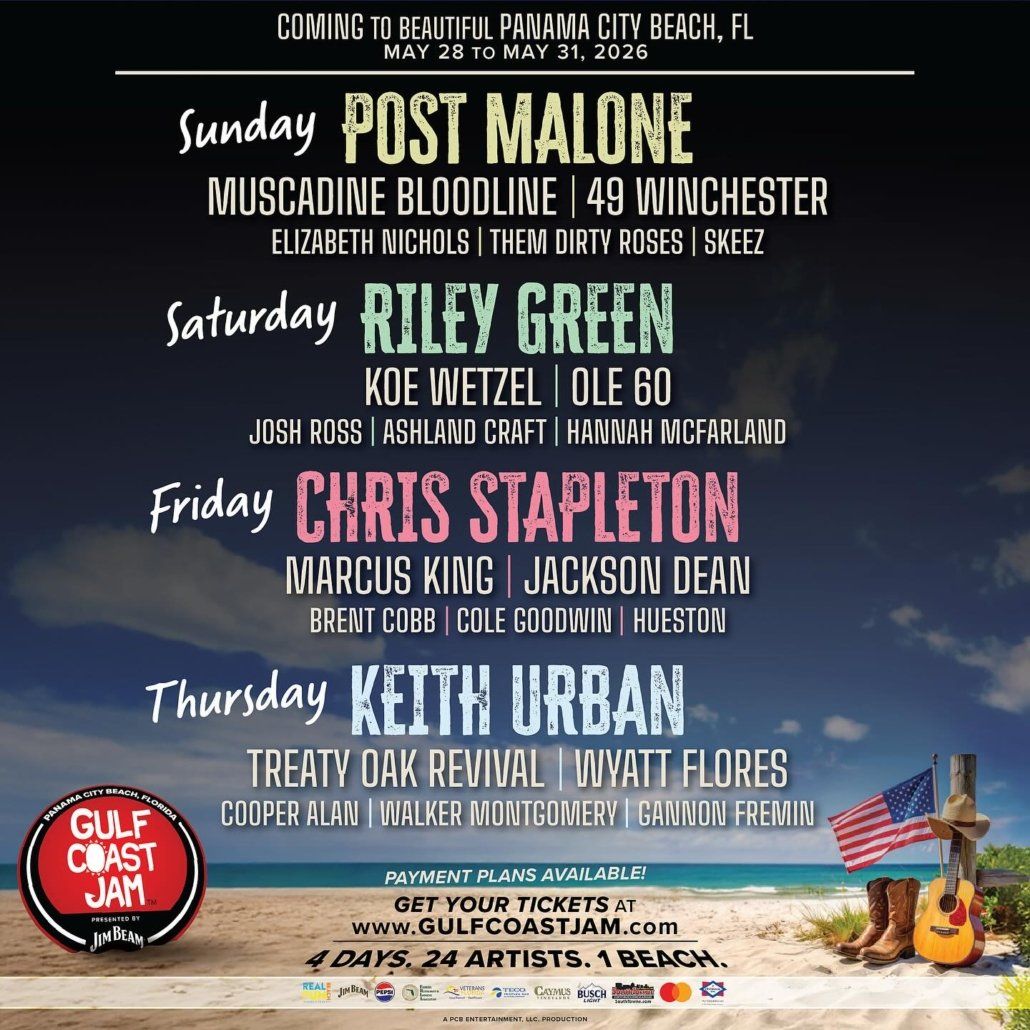 2026 Gulf Coast Jam: Post Malone  Chris Stapleton  Riley Green & Keith Urban - 4 Day Pass