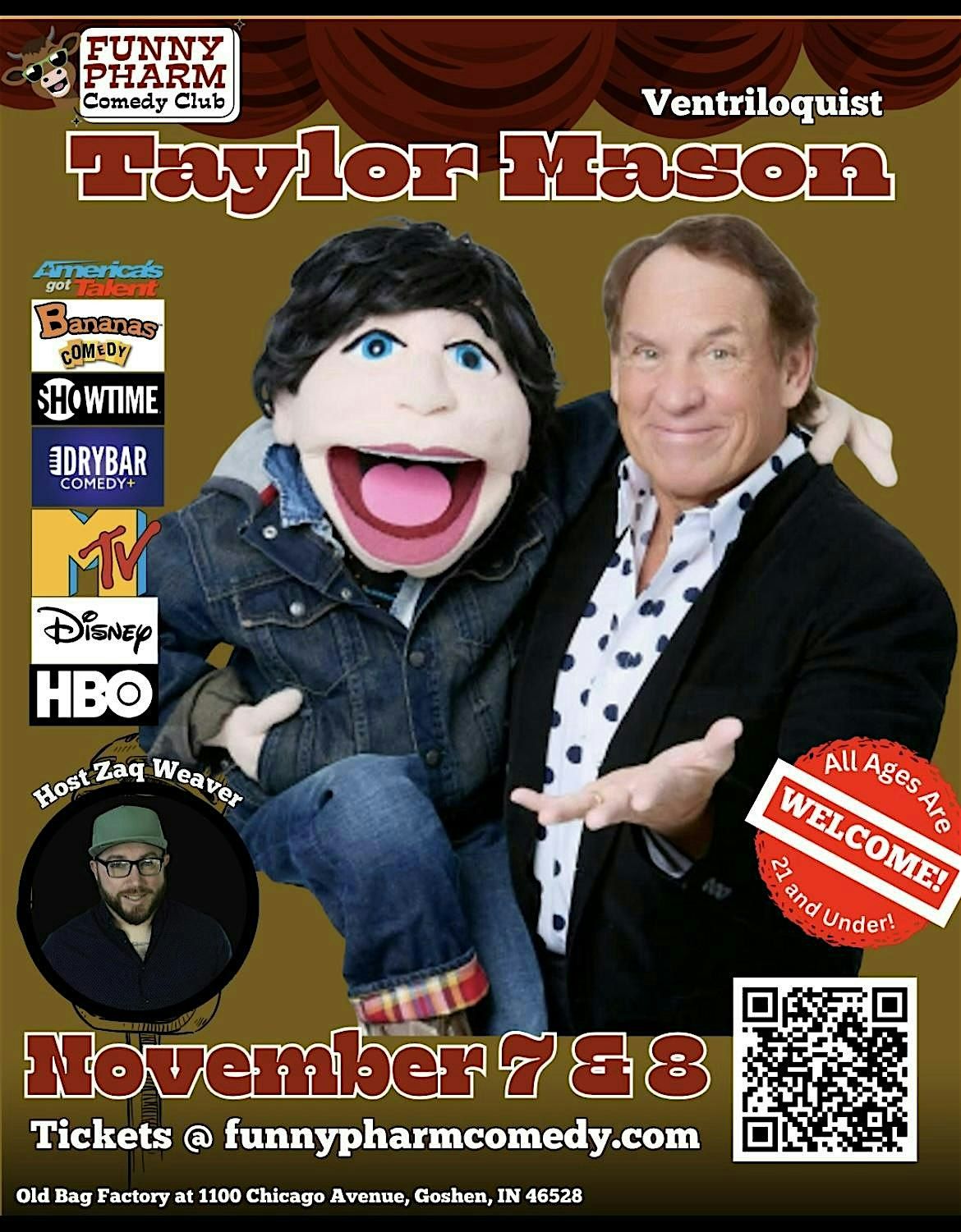 Ventriloquist TAYLOR MASON , comedy night