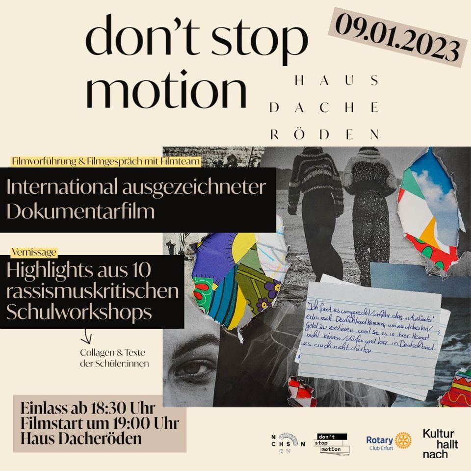 Filmvorf\u00fchrung & Vernissage "don't stop motion"