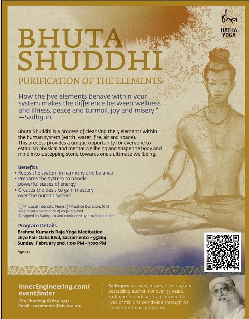 Classical Hatha Yoga - Bhuta Shudhi prg happening in Sacramento