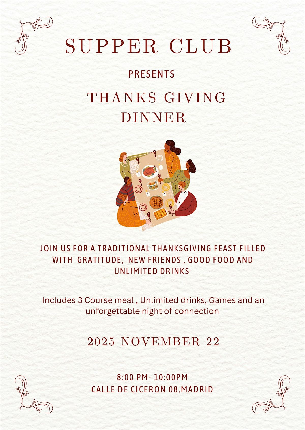 Friendsgiving Dinner - Traditional American Thanksgiving Dinner Party