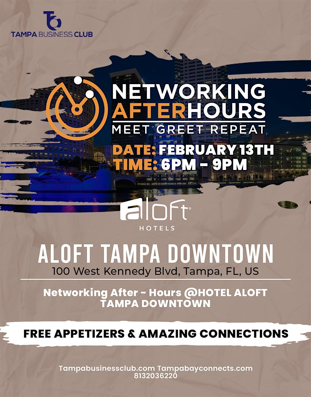 Networking After-hours @Aloft Downtown.  Free Appetizers