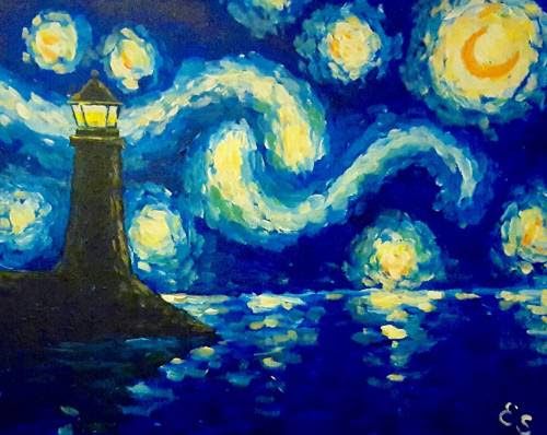 Starry Lighthouse ~ $3 Sangrias \u2013 Paint and Sip \u2013 Lansing