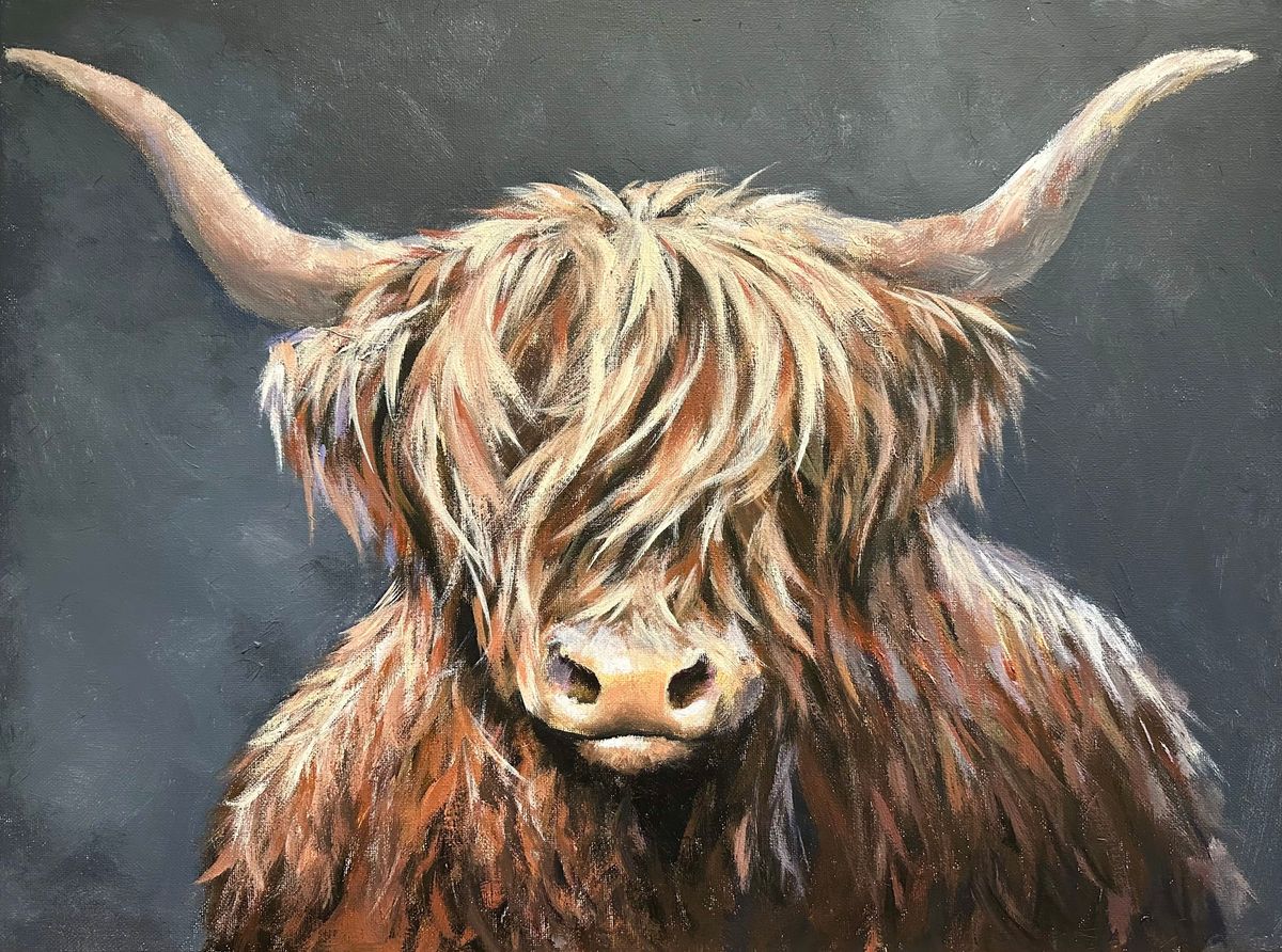 Highland Cow Acrylic Painting