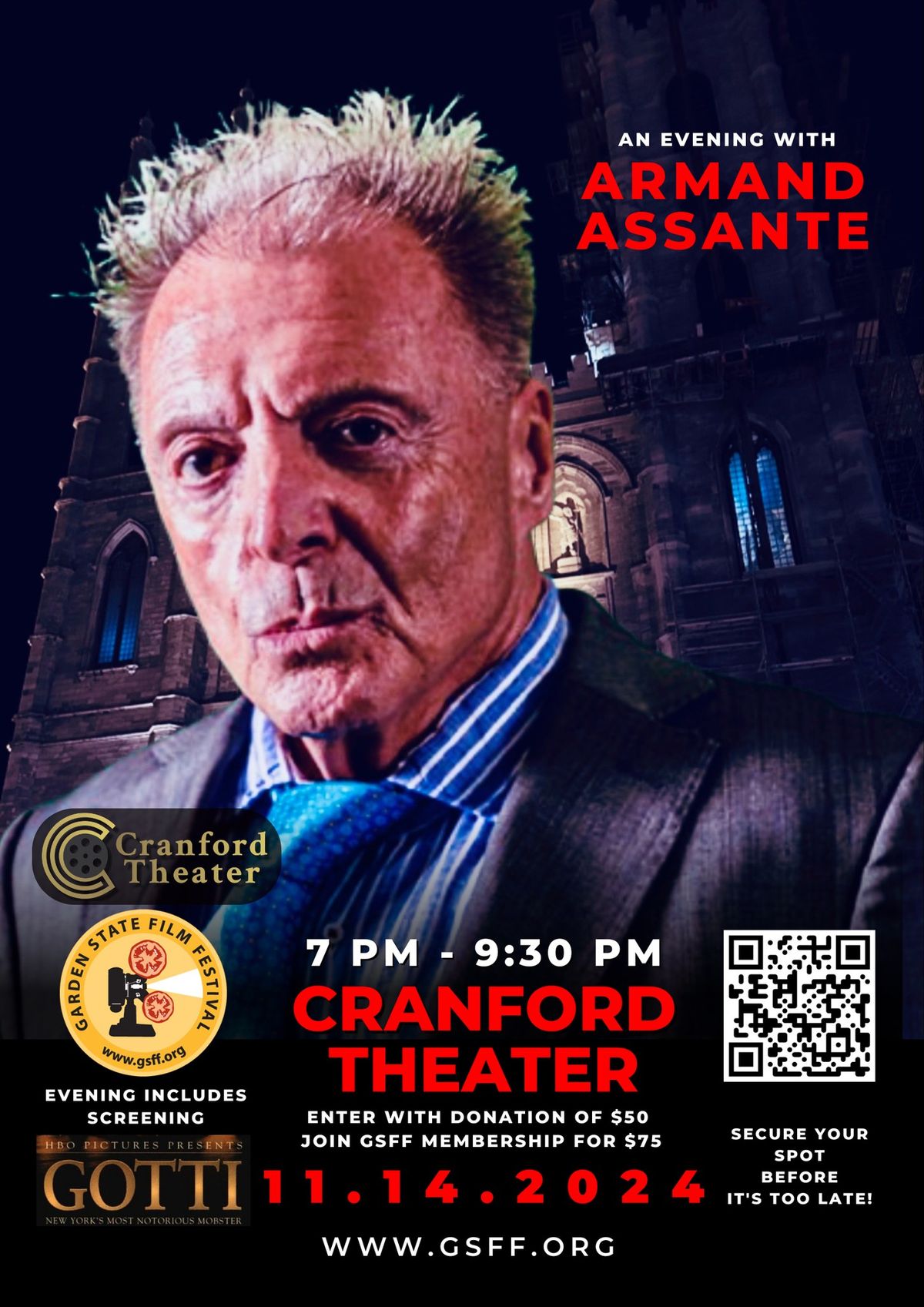 Garden State Film Festival Fundraiser: An Evening with Armand Assante!