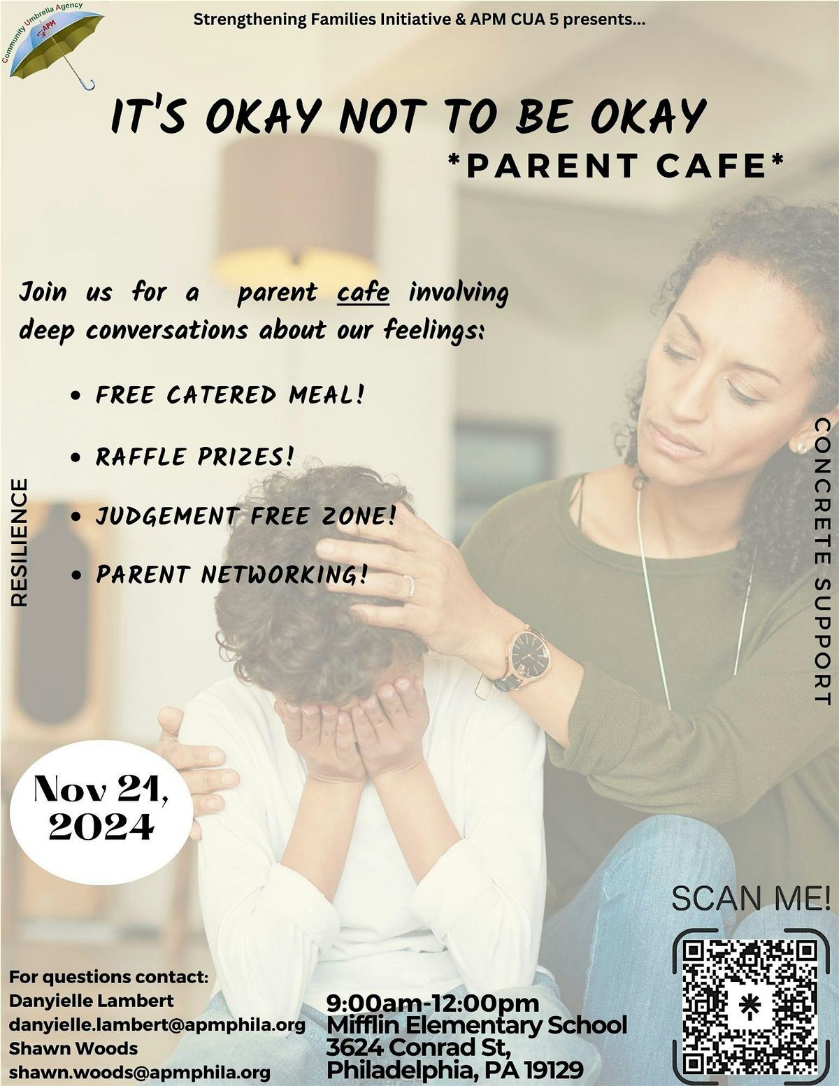 \u2018It's Okay Not to Be Okay\u2019 In-Person Parent Cafe