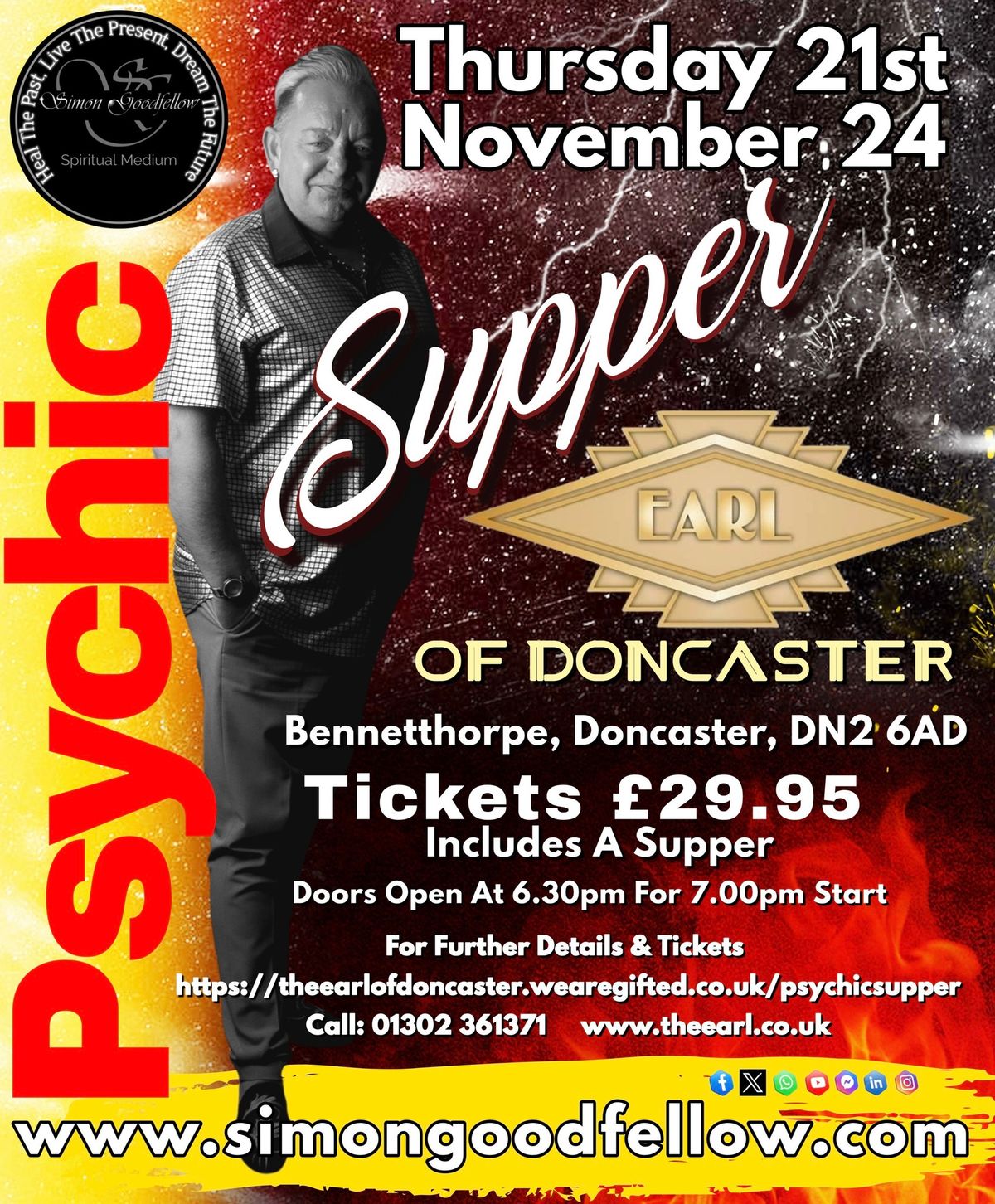 Join our Psychic Supper Evening back at the Earl of Doncaster Hotel 