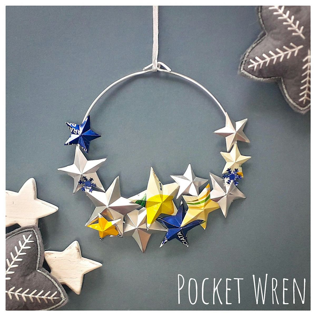 Upcycled Metal Mini Star Wreaths