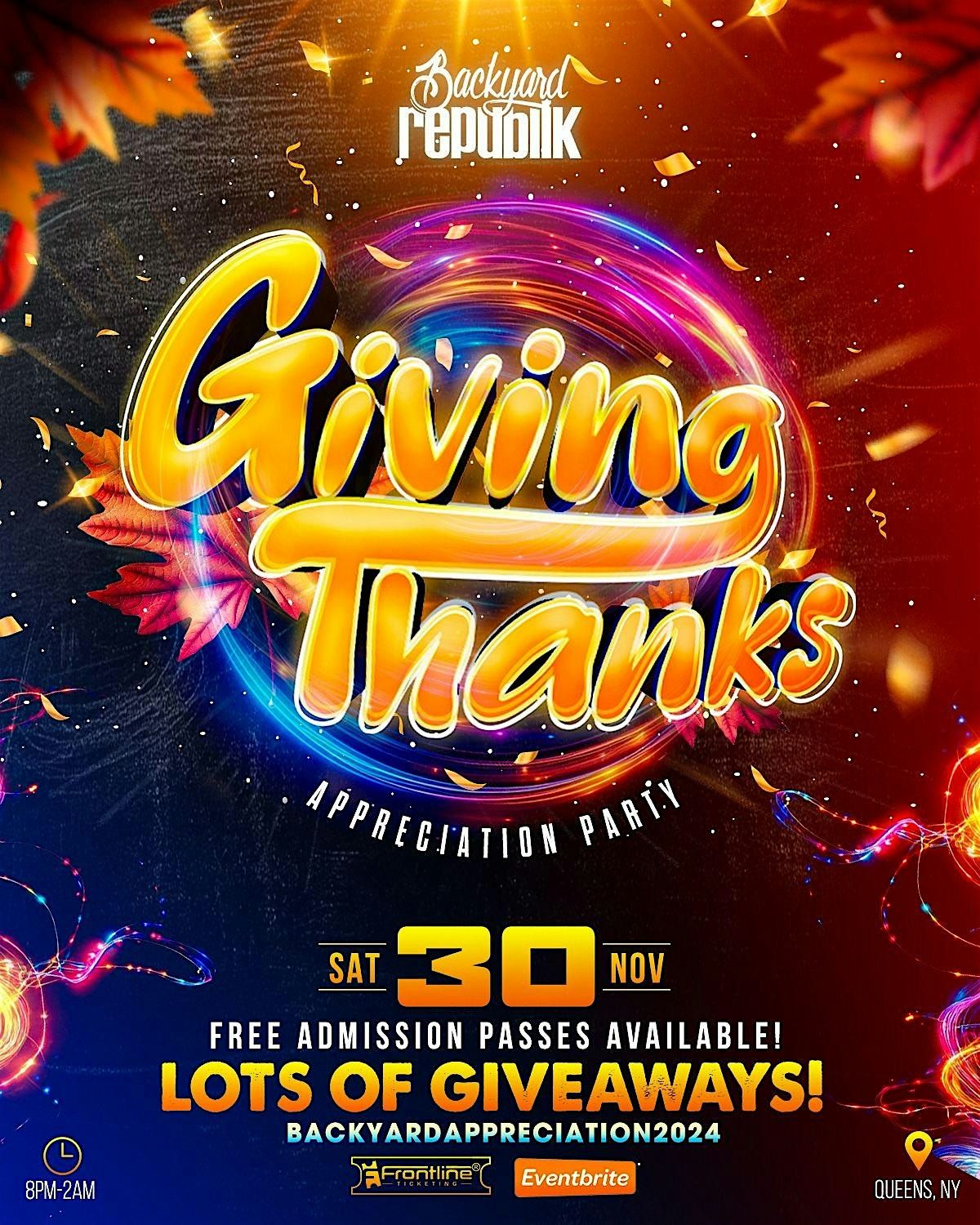 "GIVING THANKS" Appreciation Party