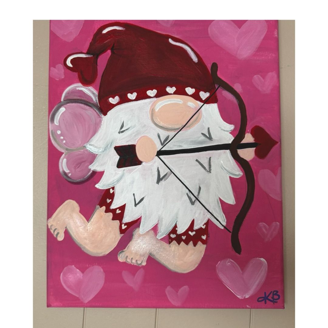 Valentine's Cupid Gnome Sip and Paint