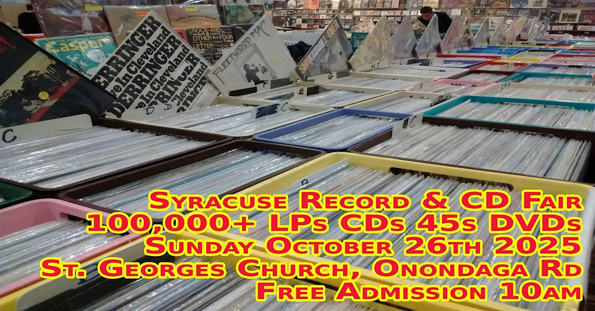Syracuse NY - LP Vinyl Records & CDs Fair - Free Admission