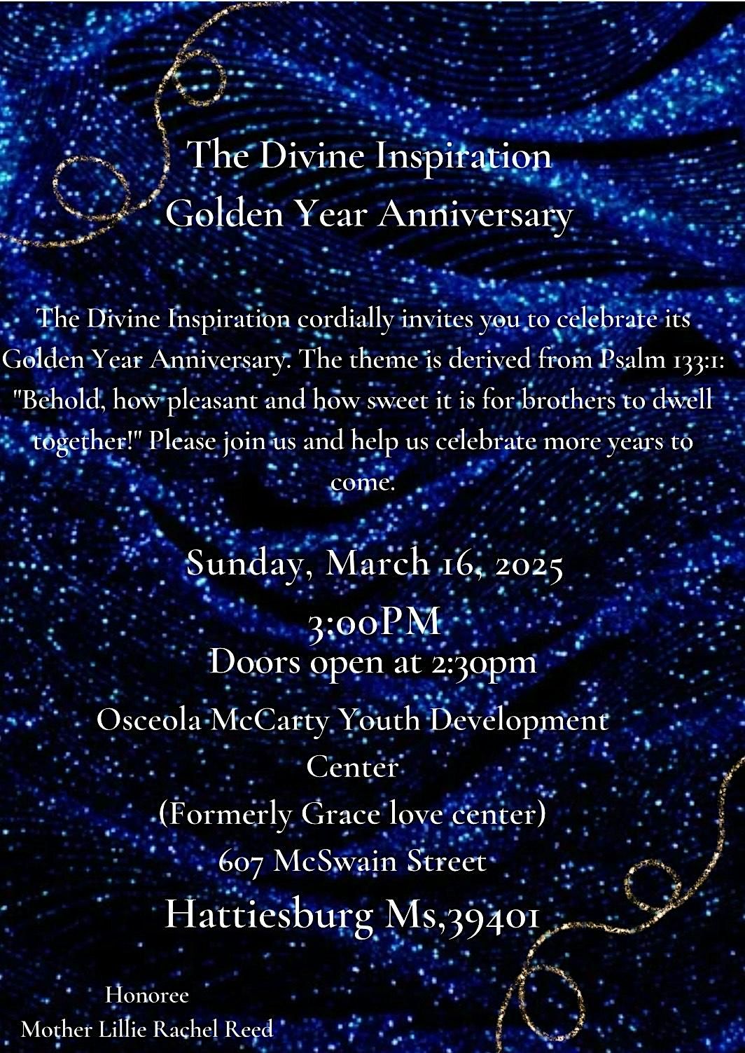 The Divine Inspiration Golden Year Anniversary