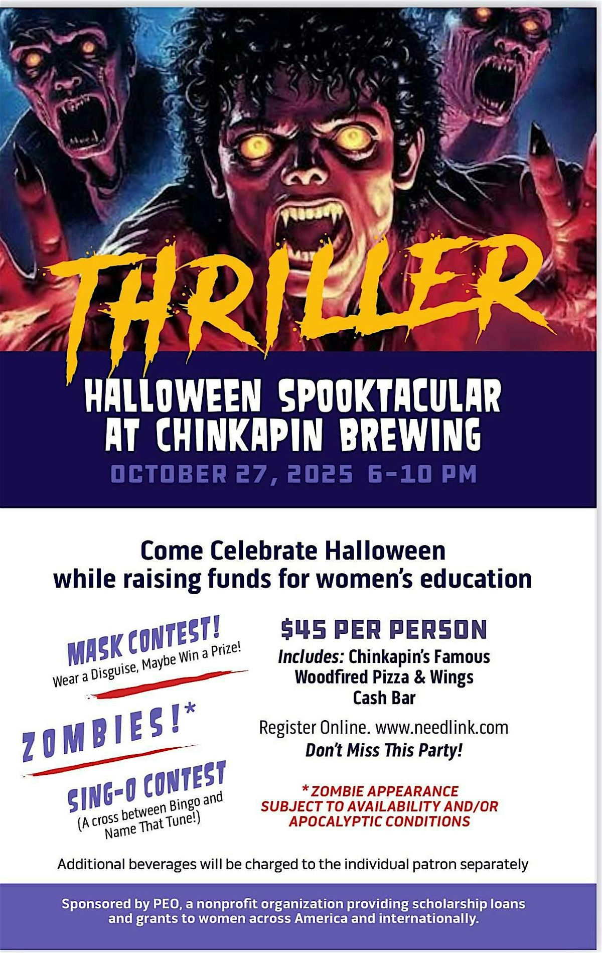 Thriller Halloween Spooktacular Fundraiser Benefiting PEO