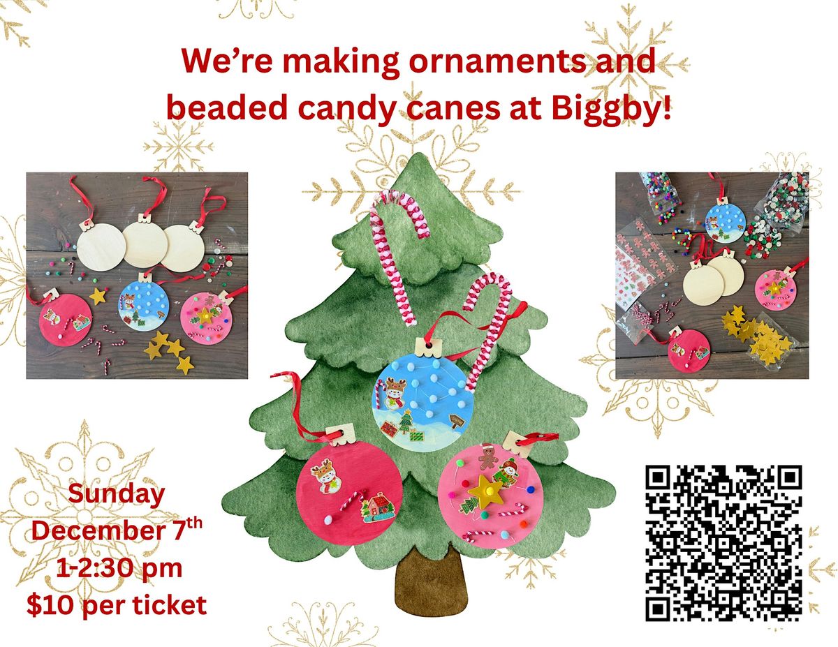 Kids ornament making and decorating at Biggby Coffee VB