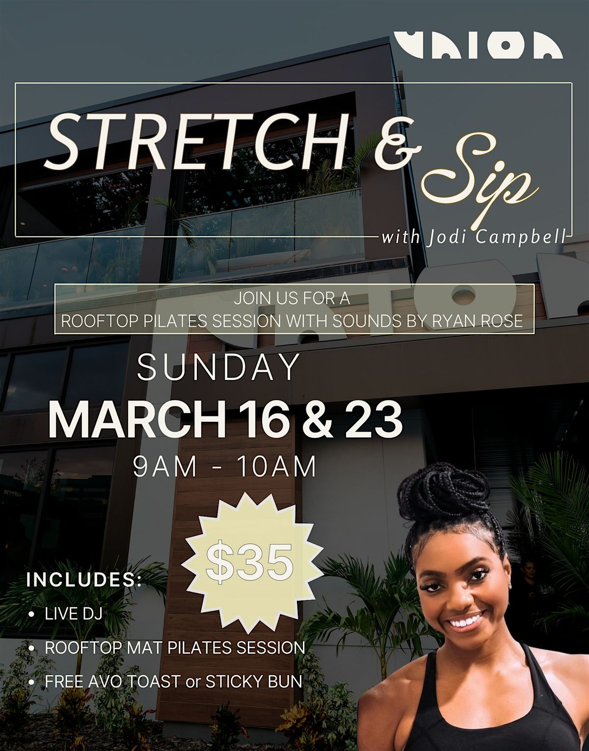 Sip & Stretch  - Rooftop Pilates @ Union New Tampa (MAR 16th)