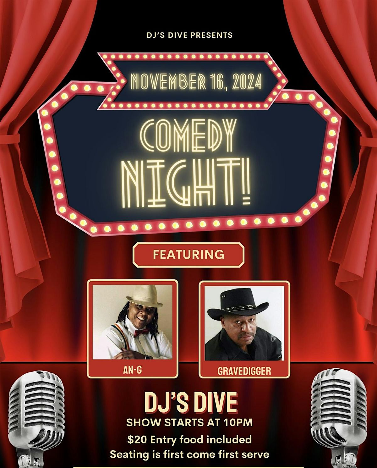 Comedy night at DJ\u2019s Dive with comedians Gravedigger and An-G