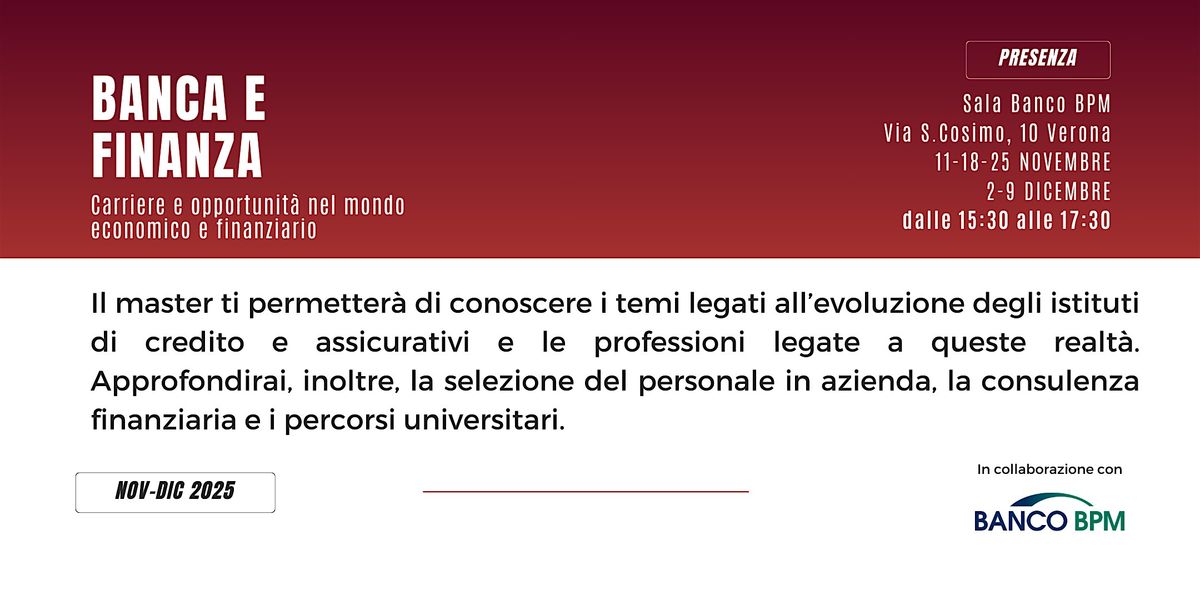 Master di Orientamento Banca e Finanza 2025