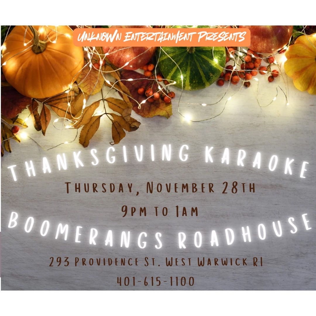 Thanksgiving Night Karaoke at Boomerangs!