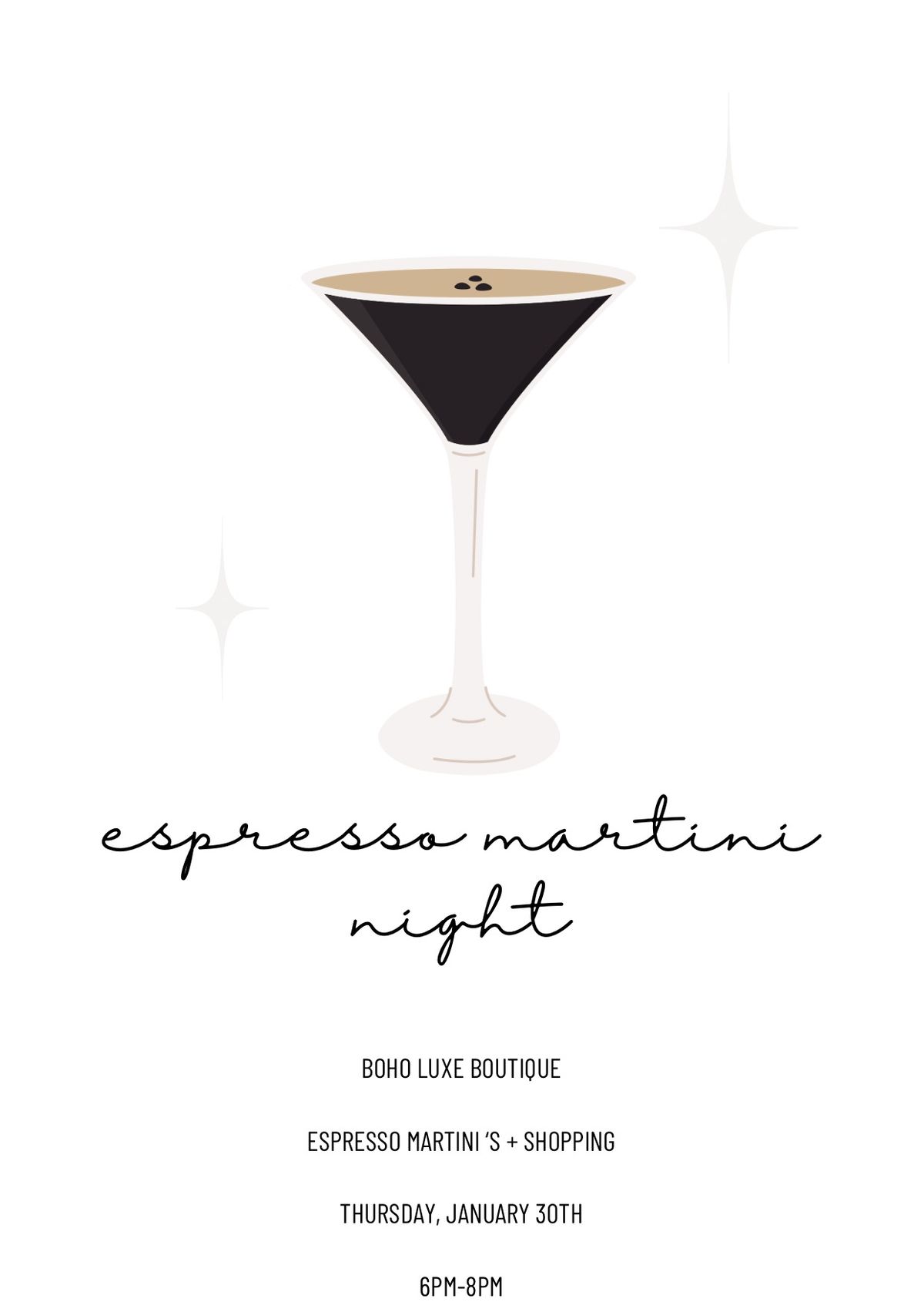 SOLD OUT Espresso Martini\u2019s + Shopping