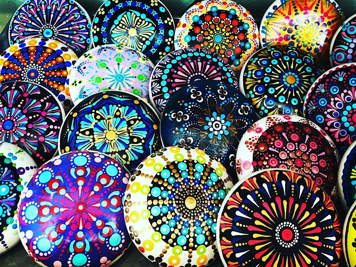 New Moon Mandala Stone Painting