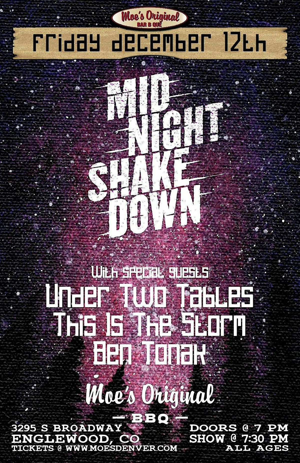 Midnight Shakedown w\/ Under Two Tables + This Is The Storm + Ben Tonak