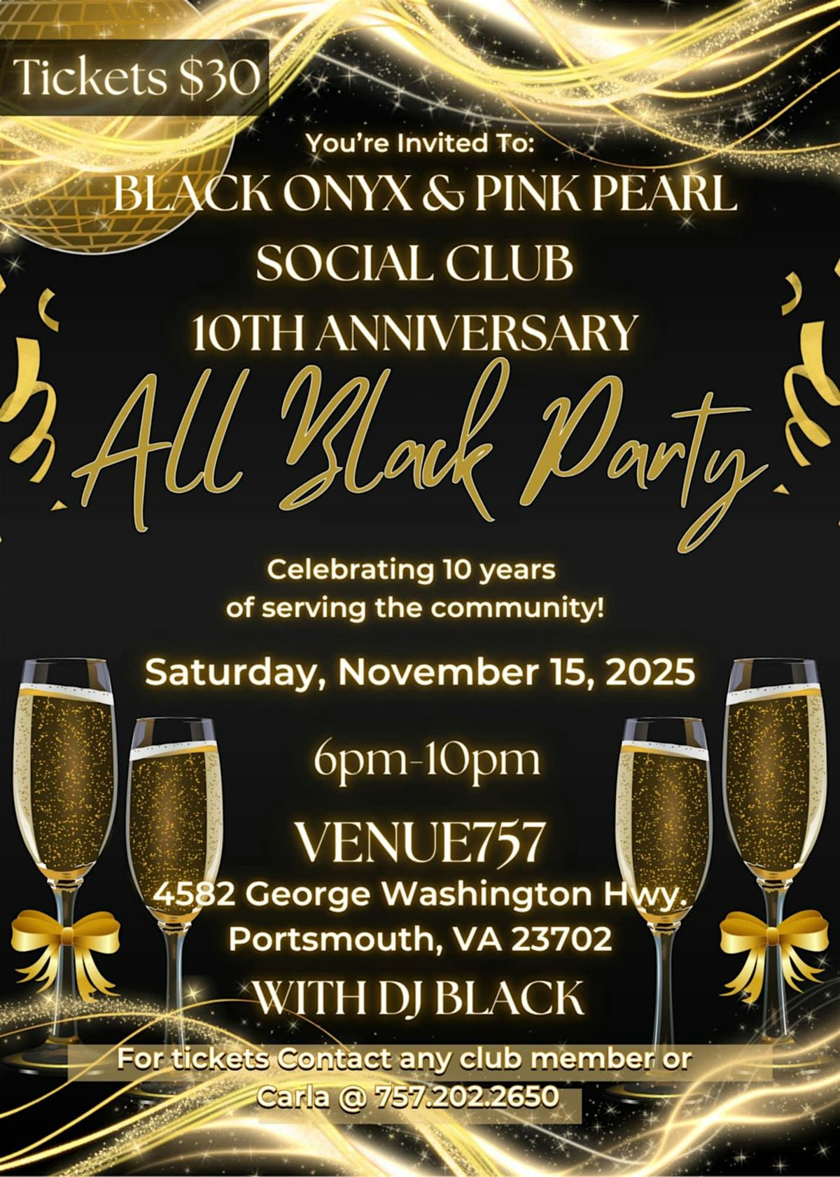 Black Onyx & Pink Pearl Social Club 10th Anniversary ALL BLACK Party
