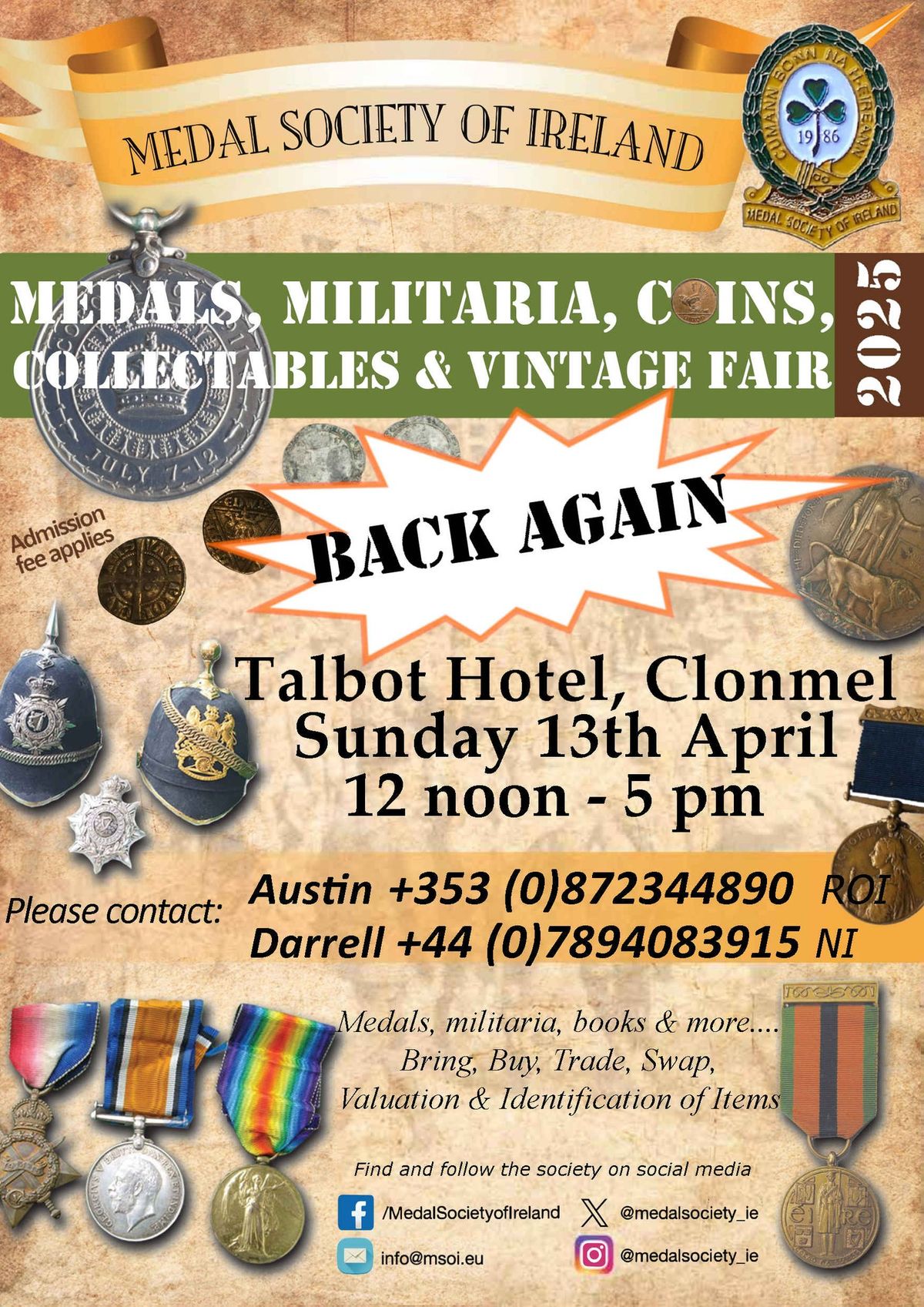 MSOI Medals, Militaria, Coins, Collectables & Vintage Fair