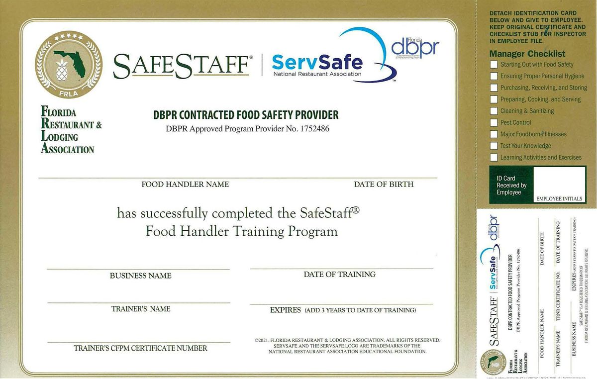 Food Safety State Certification (SafeStaff)