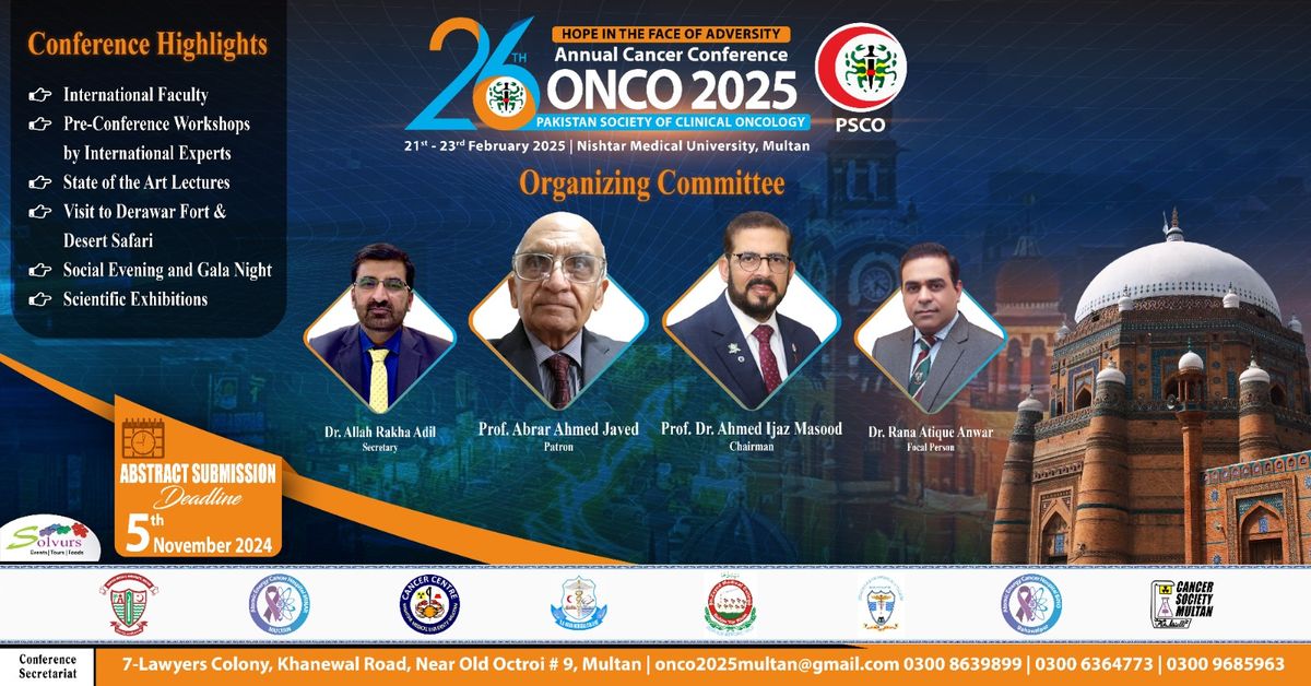 Pakistan Society of Clinical Oncology for their Annual Cancer Conference