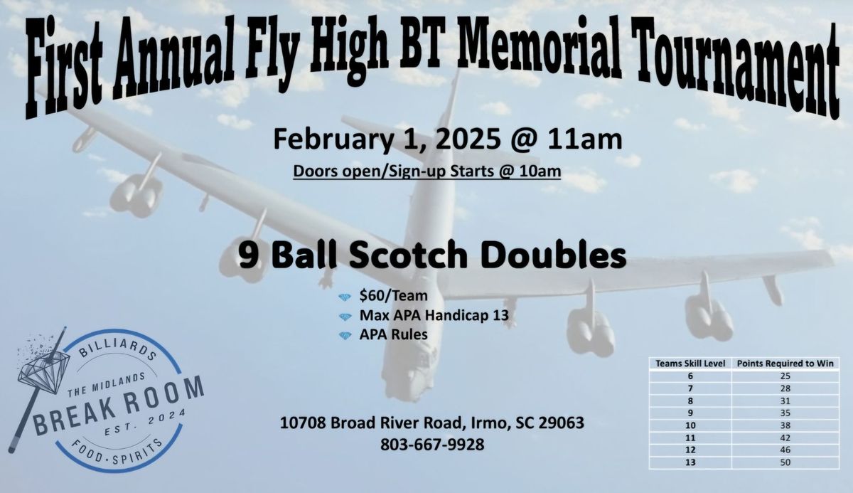 1st Annual Fly High BT Tournament to benefit EmmanuWheel!!