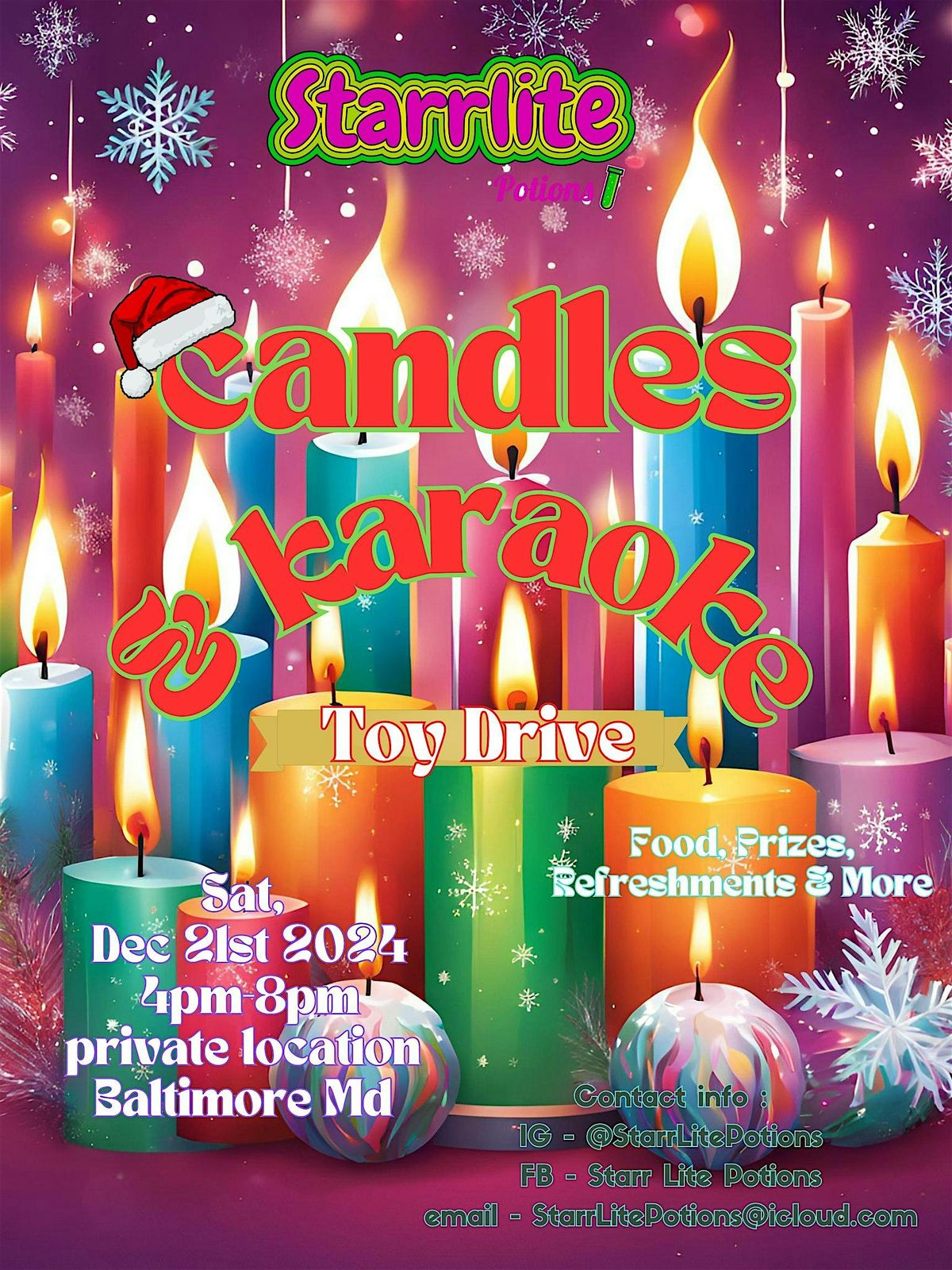 Starr Lite Potions presents : Candles & Karaoke Toy Drive