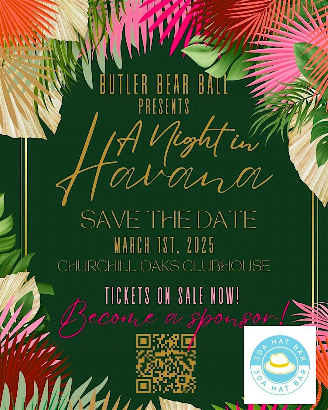 30A Hat Bar  will be @ Butler Bear Ball- A night in Havana fundraiser