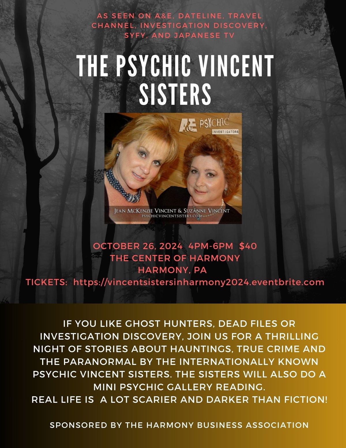 The Psychic Vincent Sisters at Harmony's 1875 Opera Hall!