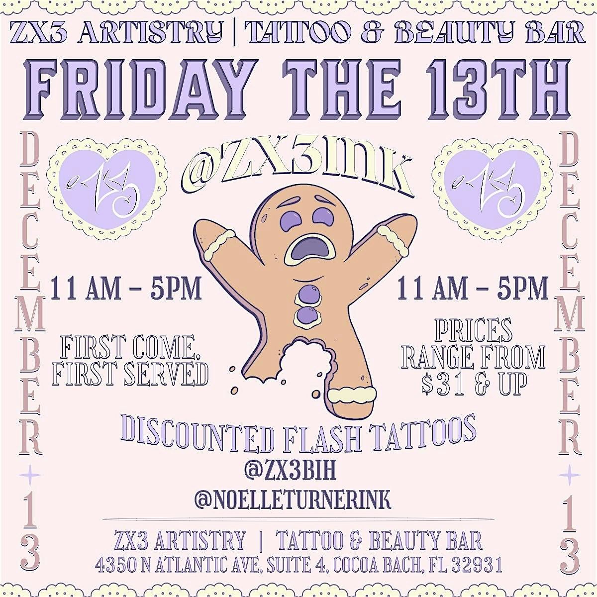 Zx3 Ink's Friday the 13th Flash Tattoos - December Edition