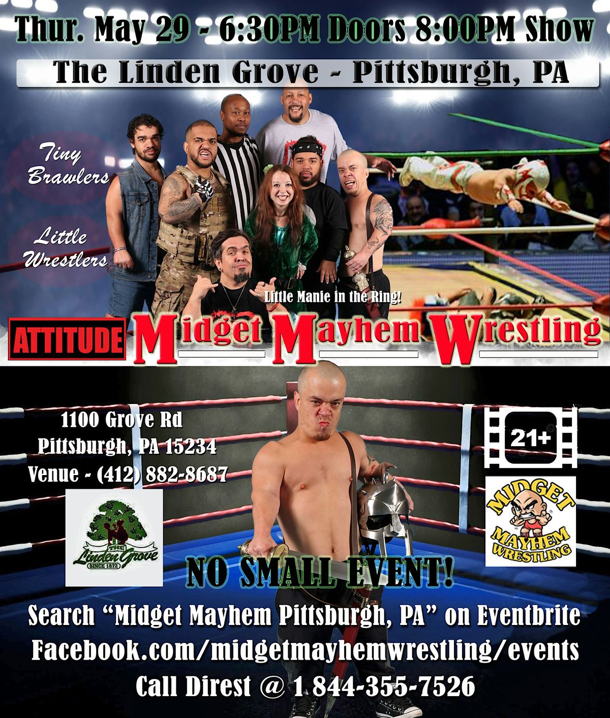 Midget Mayhem Wrestling with Attitude Goes Wild! Pittsburgh PA 21+