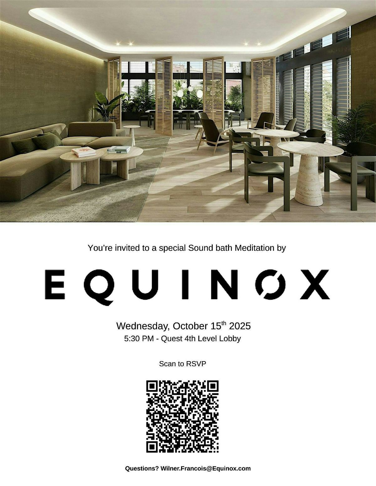 Sound Bath Meditation by Equinox at Quest Workspaces!